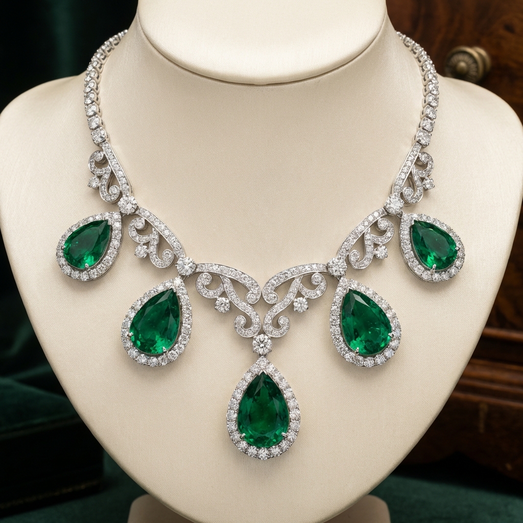 Emerald and Diamond Necklace